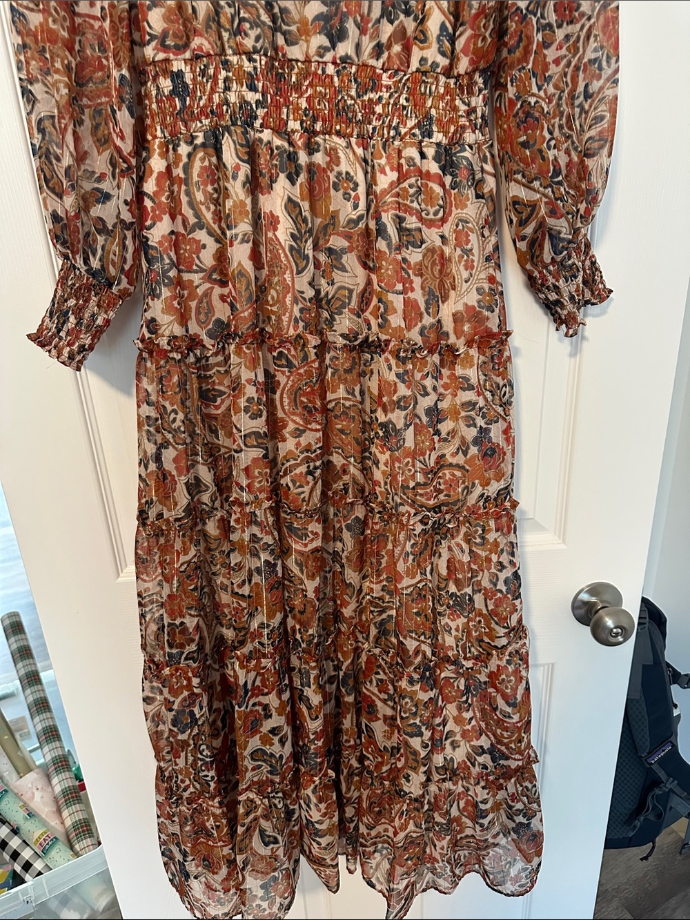 1. State Rust Paisley Tiered Maxi Dress - Picture 8 of 8